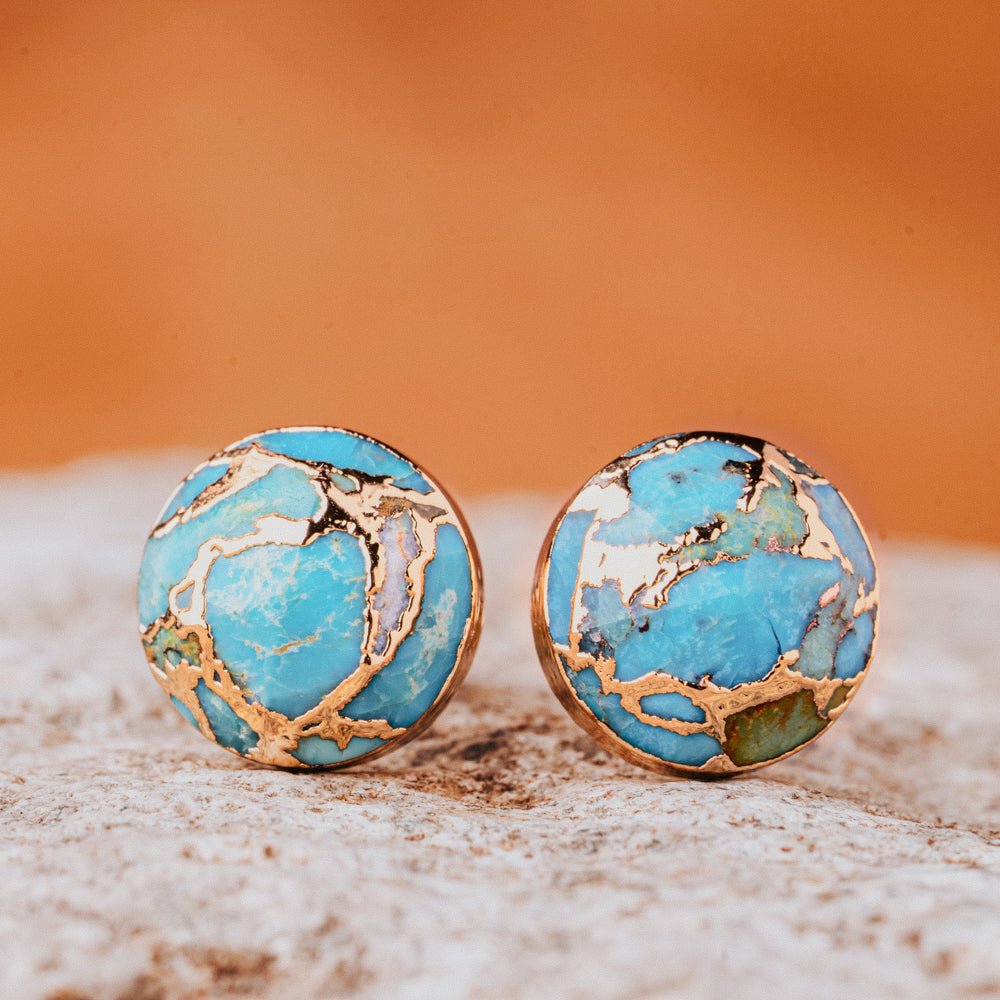 Facet Turquoise Stud Earrings Women's Earrings