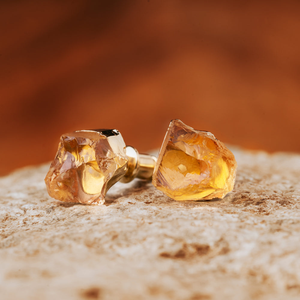 Flow Citrine Stud Earrings Women's Stone Earrings