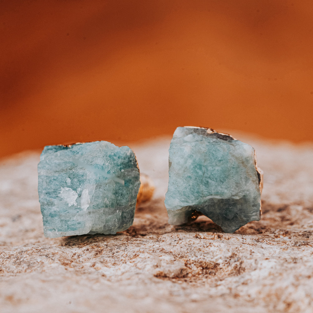 Flow Amazonite Stud Earrings Women's Stone Earrings