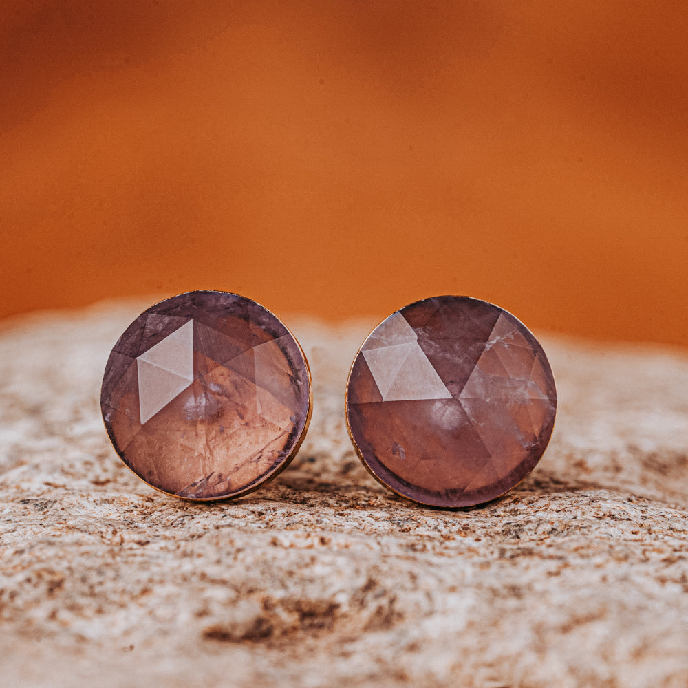 Facet Amethyst Stud Earrings Women's Earrings