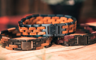 stainless steel and wood bracelets