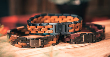 stainless steel and wood bracelets