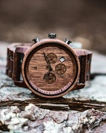 Wooden Watches for Men – North Chocolate Walnut Chronograph | Treehut
