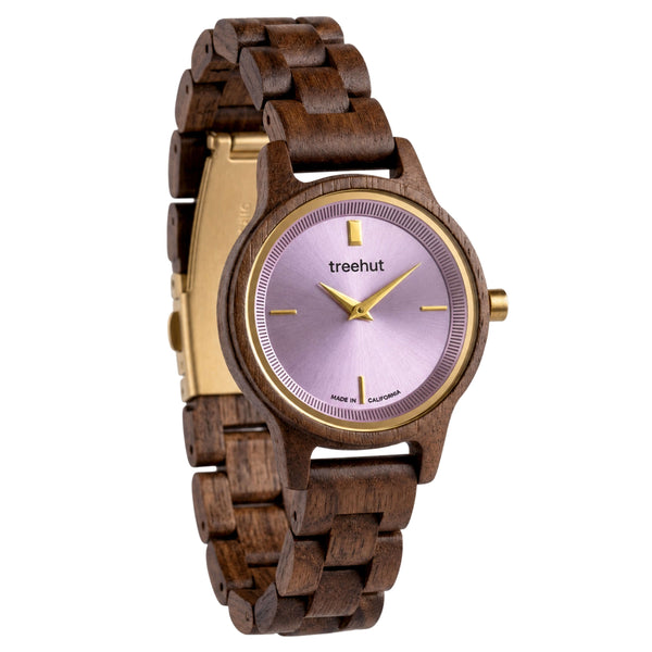 women's walnut wood watch