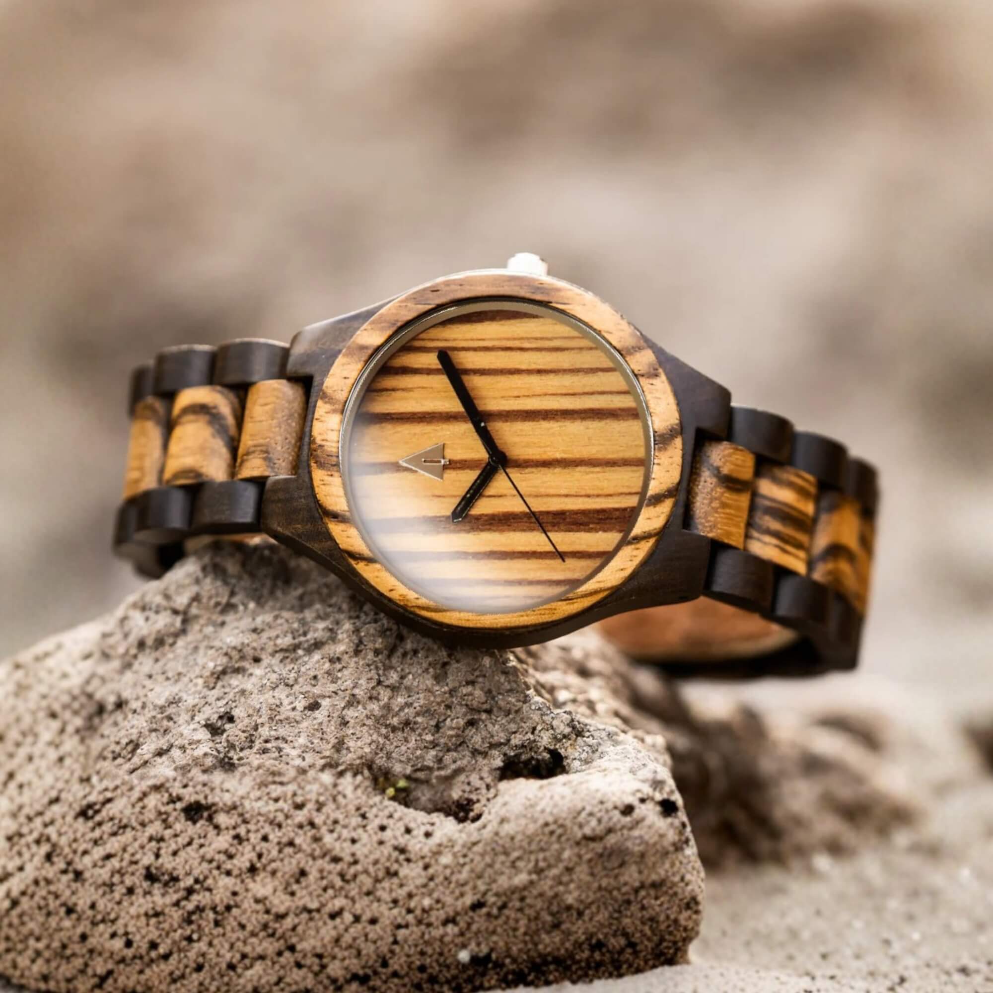 Classic Black Stainless Zebrawood River Men's Wooden Watch