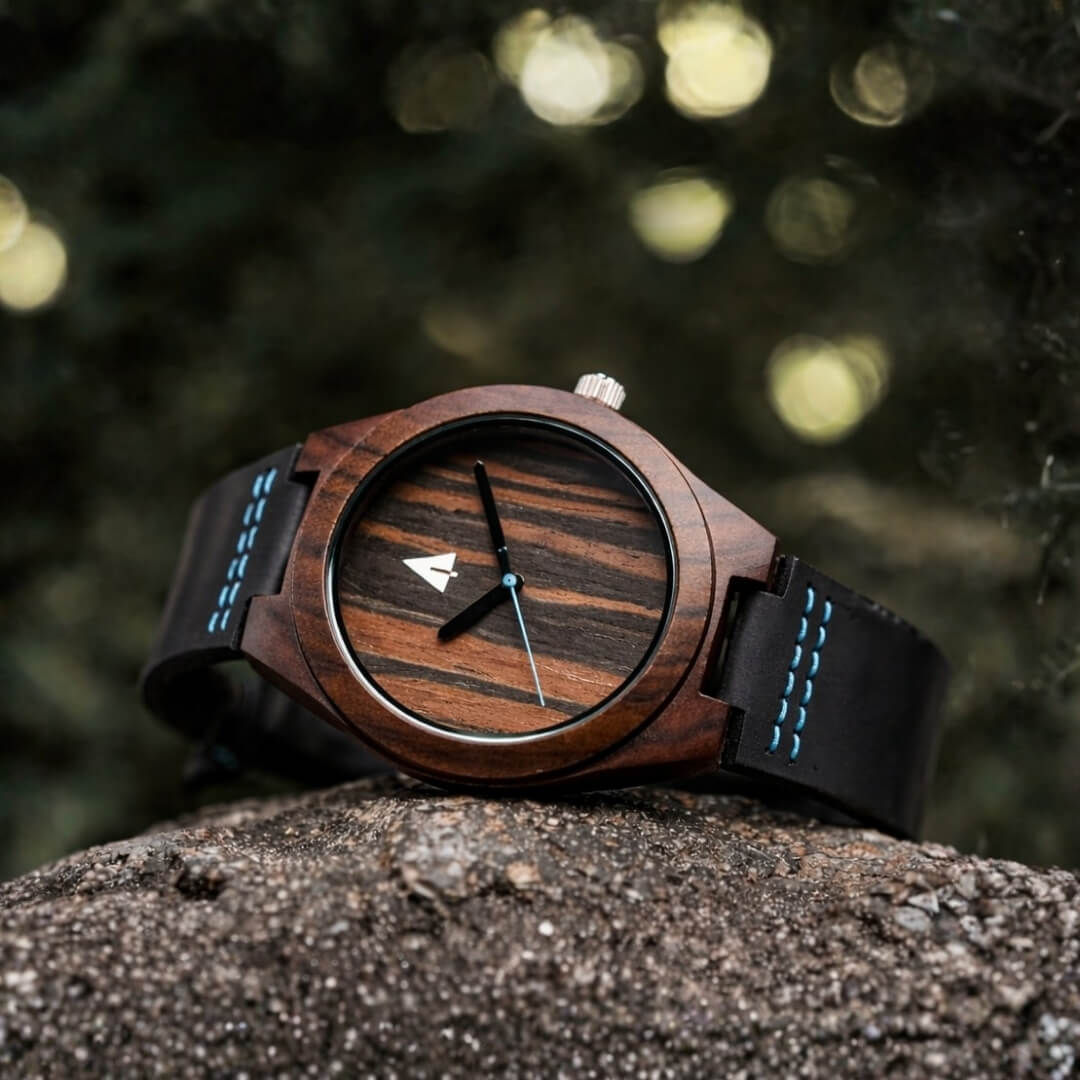 Classic Ebony Chase Blue Men's Wooden Watch