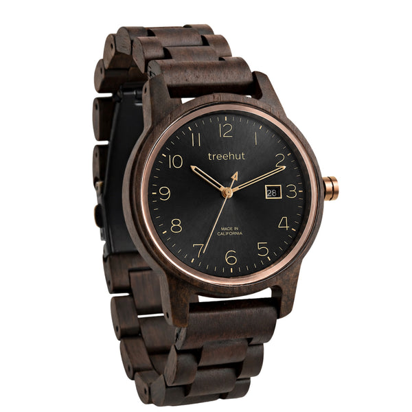 black ebony wood watch for men