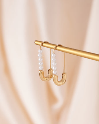 Safety Pin Pearl Earrings