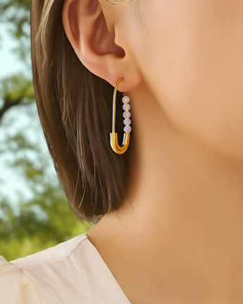 Safety Pin Pearl Earrings