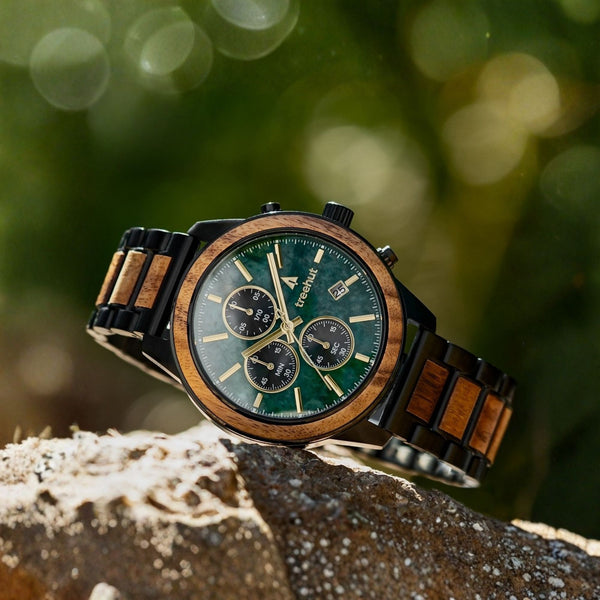 Quest Green Marble Koa Men's Wooden Watch