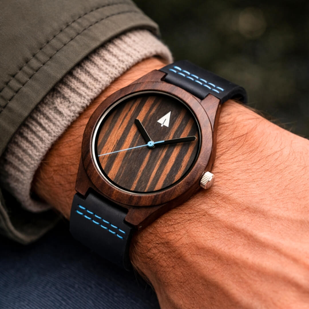 Classic Ebony Chase Blue Men's Wooden Watch