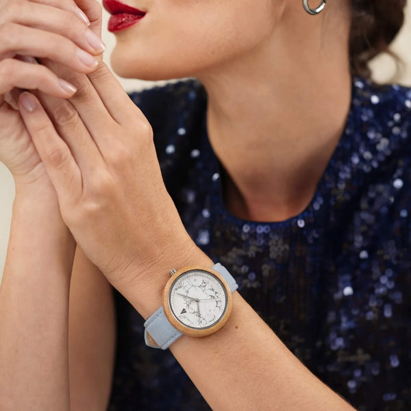 Theory Bamboo Marble Grey Women's Wooden Watch