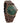 walnut wood watch with green dial