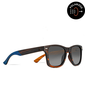 Bali Ebony Checkered Blue Women's Wooden Sunglasses