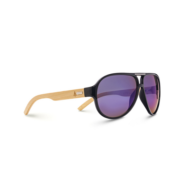 Men's Wooden Sunglasses – Bold Aviator With Purple Lenses | Treehut