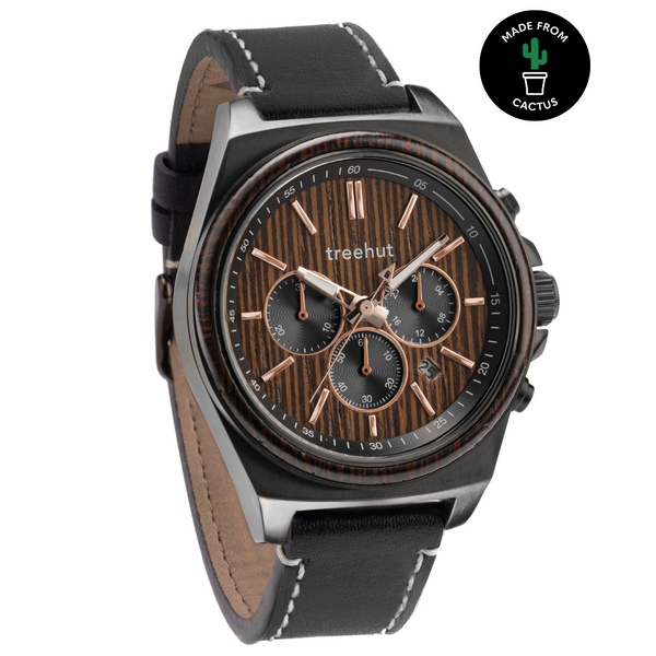 Men's Wooden Watches | Aster Wenge Black Cactus Chronograph | Treehut