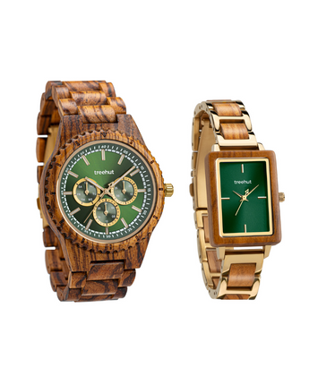 Couples Green Gold Couples Wooden Watch