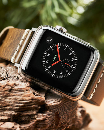 Apple Strap Brown Leather Silver