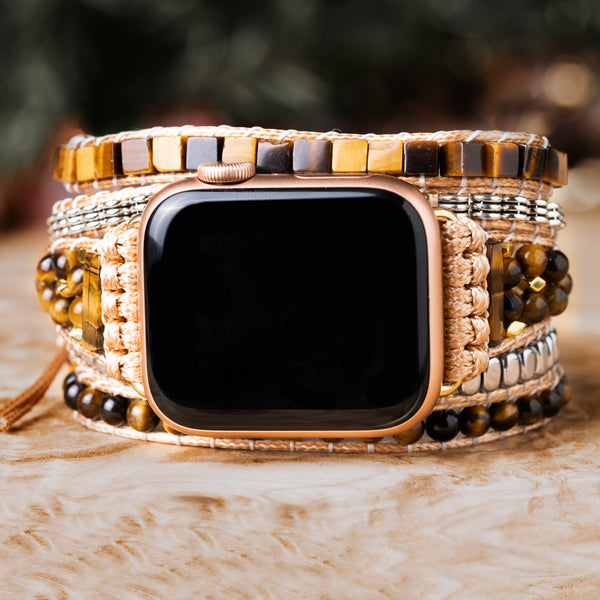 NEW Black/Gold Boho Beaded Leather Apple Watch Band Beaded Watch Band / Compatible With Apple / 38mm 40mm 41mm  main image 3