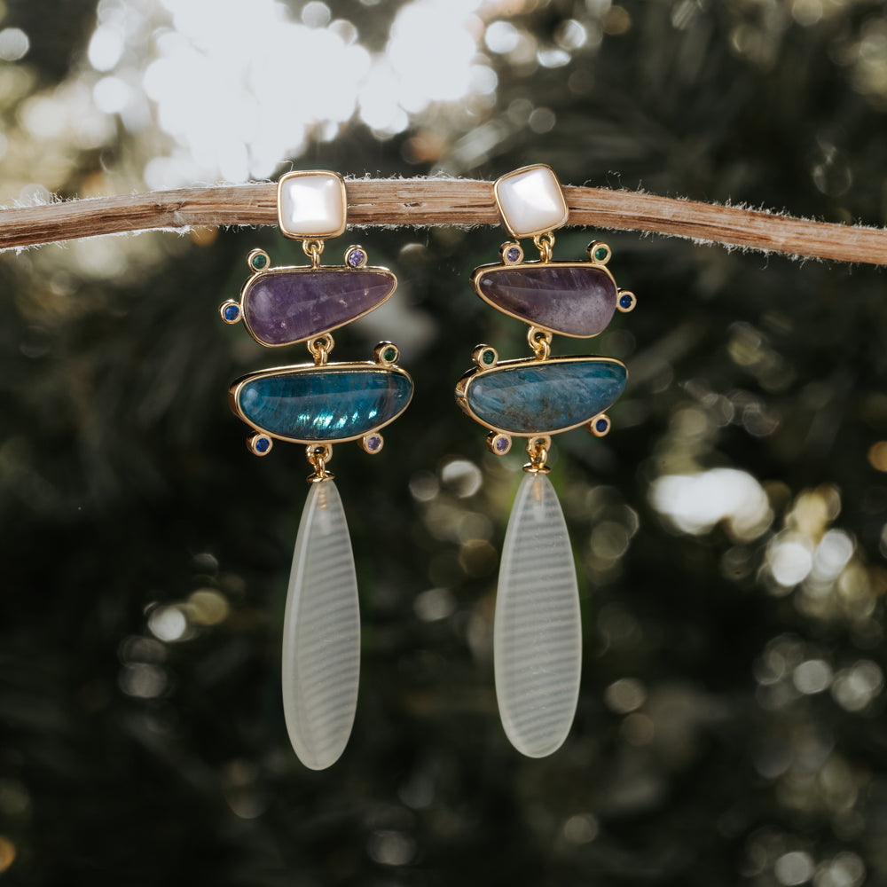Vær stille dukke Tårer Serenity Cascade Earrings | Multicolor Waterfall Earrings | Treehut |  Treehut