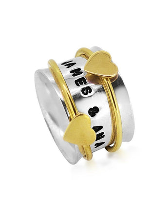 Heart-Soul Spinner Ring Women's Engraved Ring