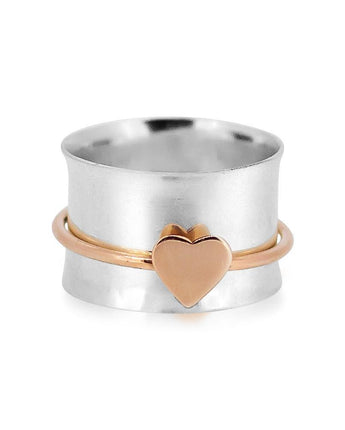 One Heart Spinner Ring Women's Engraved Ring