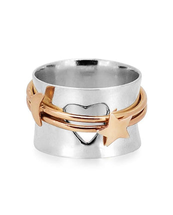 Moon+Star Spinner Ring Women's Engraved Ring