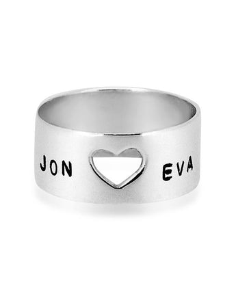 Open your Heart Silver Ring Women's Engraved Ring