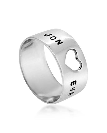 Open your Heart Silver Ring Women's Engraved Ring 