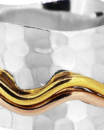 Ocean Wave Spinner Ring Women's Engraved Ring
