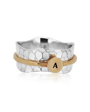 Seashell Initial Ring Women's Engraved Ring