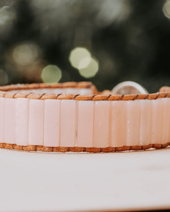 Tube bead bracelet. Single wrap bracelet. Leather wrap bracelet. Natural gemstone bracelet 