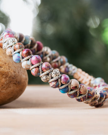 Treehut handmade purple and blue jasper stone stretchable stone bracelet for her 