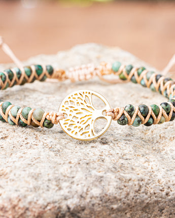 Treehut green jasper stone braided natural stone beads bracelet by treehut 
