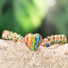 Rainbow Heart  Stone Bracelet