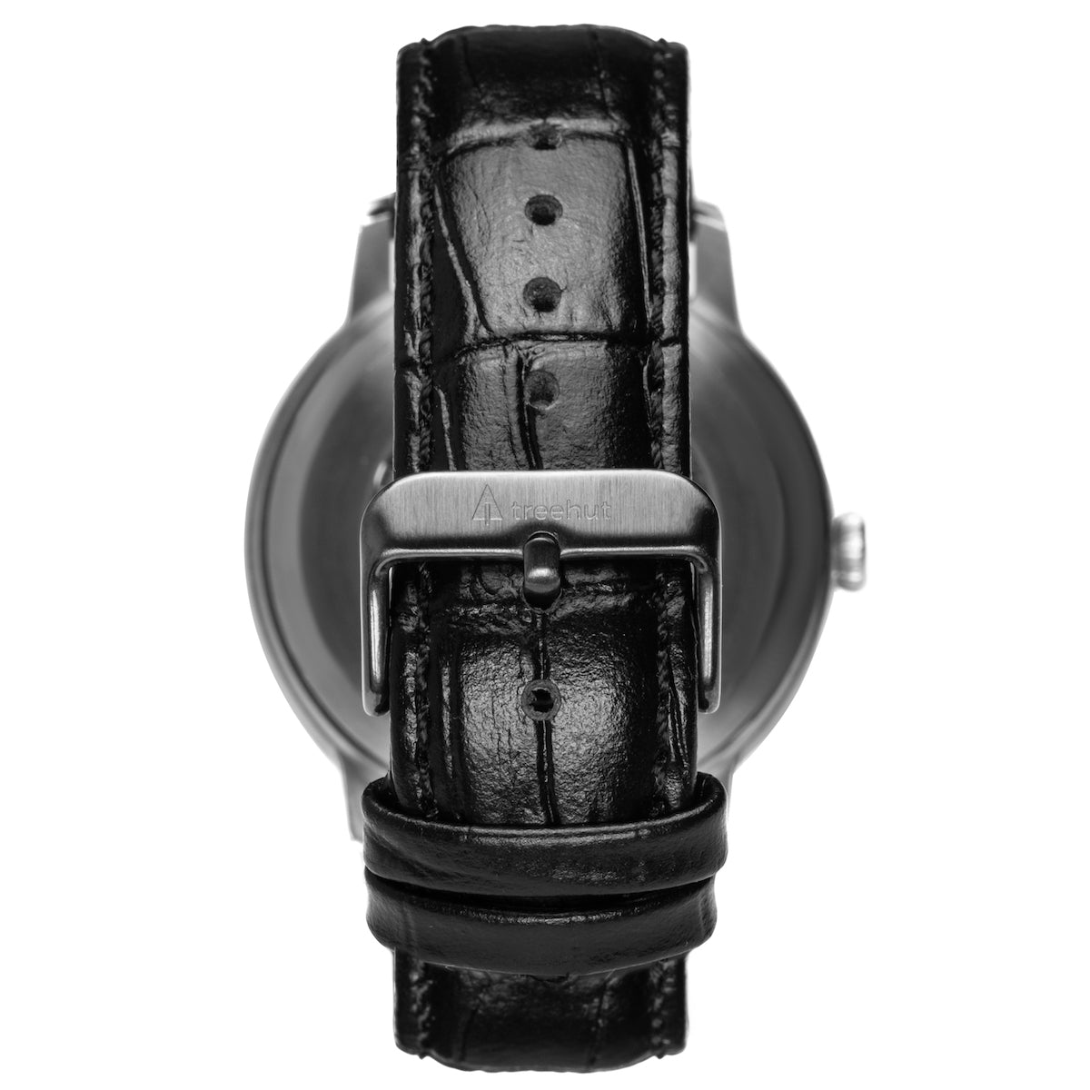 white marble watch for men with black leather strap