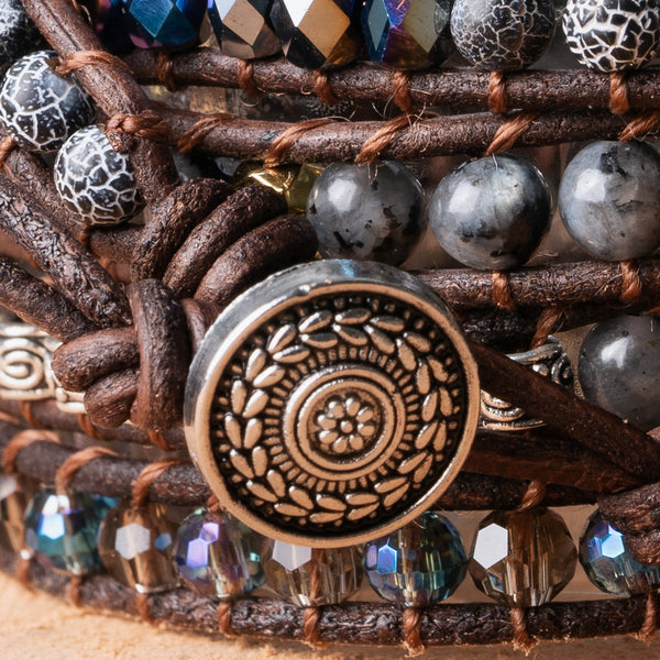 Wrap Bracelets With Black Onyx in a Five-Layer Design Treehut