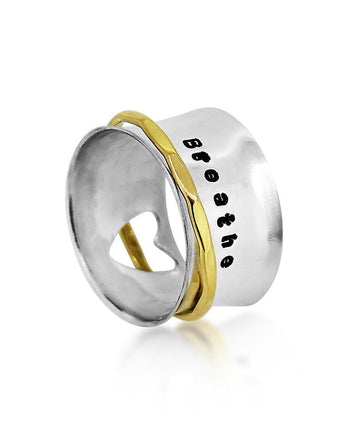Open Heart Spinner Ring Women's Engraved Ring