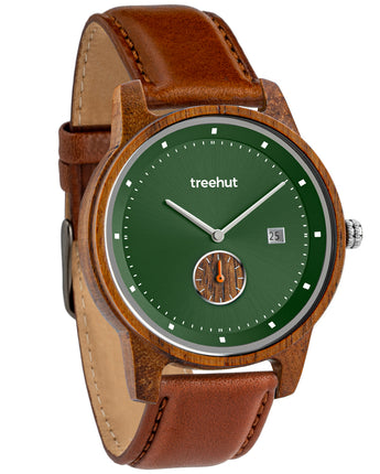 Alpine Koa Green Cognac Wooden Men's Watch