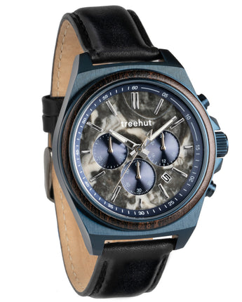 Aster Marble Ebony Black Men's Chrono Stainless Steel Wooden Watch