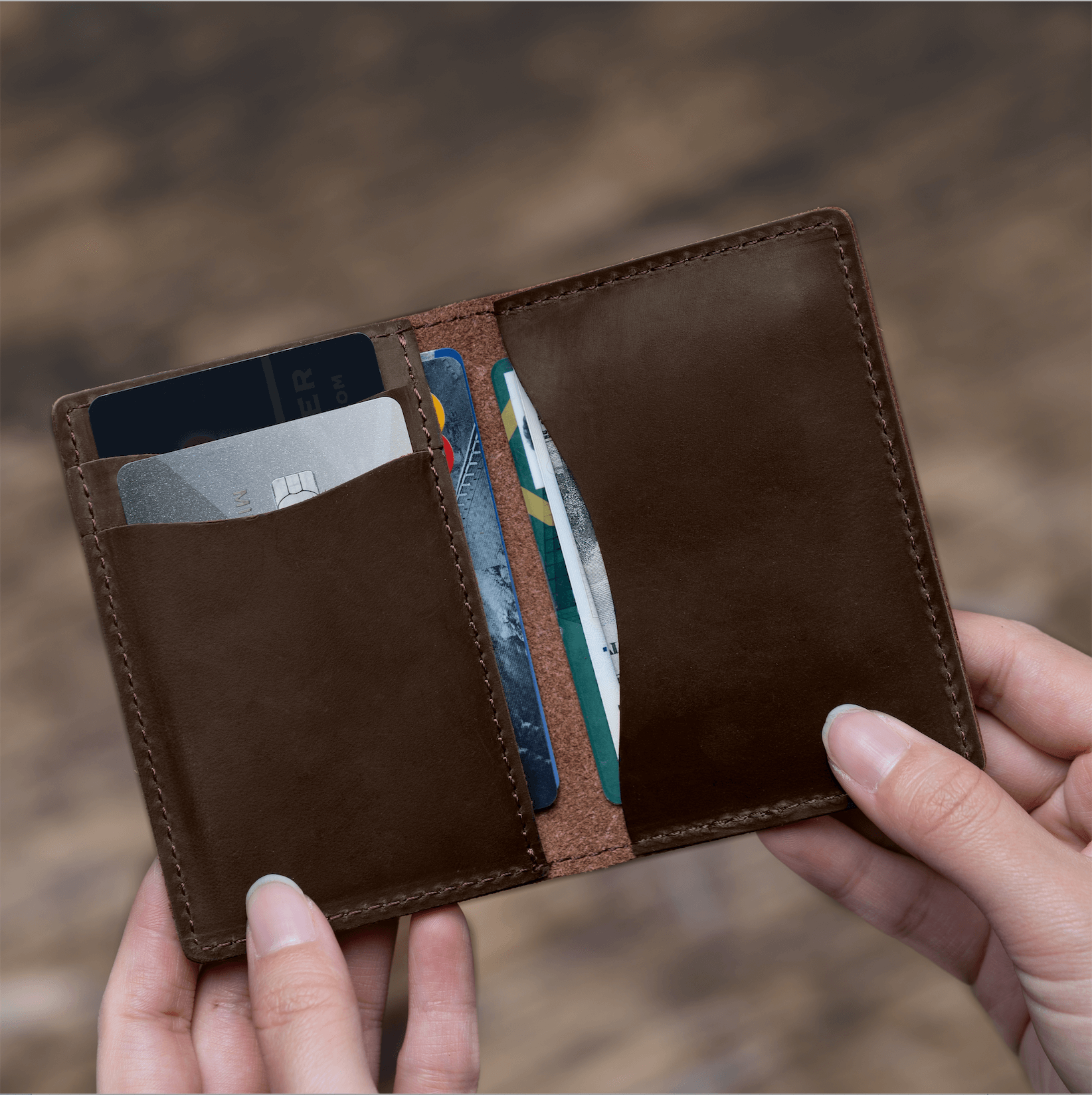 Brown Bi-Fold Vertical Wallet