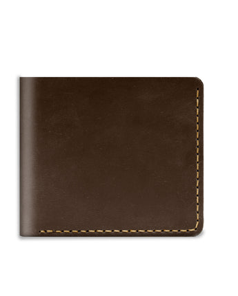 Brown Bi-Fold Coin Cards Wallet Men's Genuine Leather Wallet