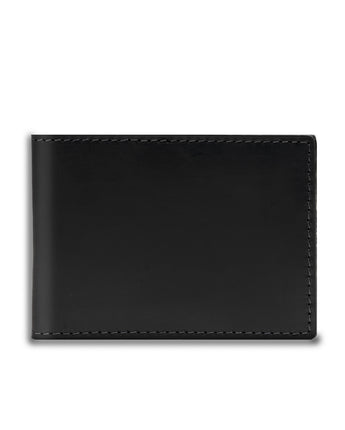 Black Bi-fold ID Card Wallet Men's Genuine Leather Wallet