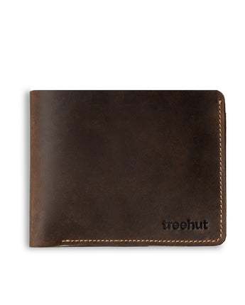 Brown Bi-Fold Horizontal Wallet Men's Genuine Leather Wallet