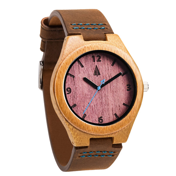 Classic Purple Heart Small Watch Alone Brown Stitching