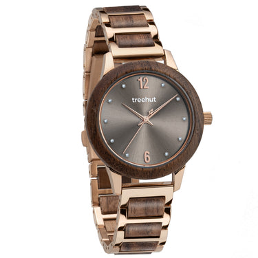 Constance Walnut Rose Gold Women's Stainless Steel Wooden  Watch