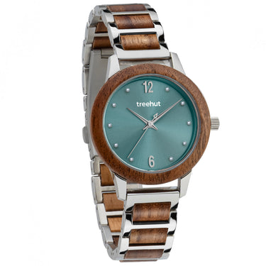 Constance Walnut Tranquil Blue Women's Stainless Steel Wooden Watch