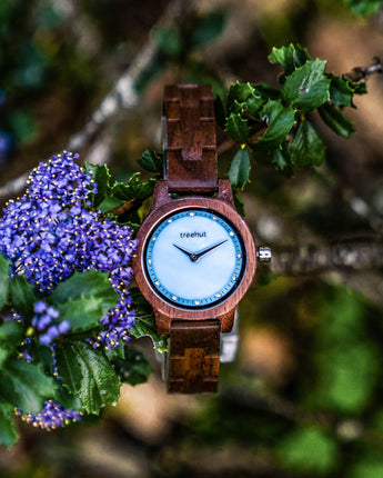 Pearl Petite Walnut Sky Women's Wooden Watch