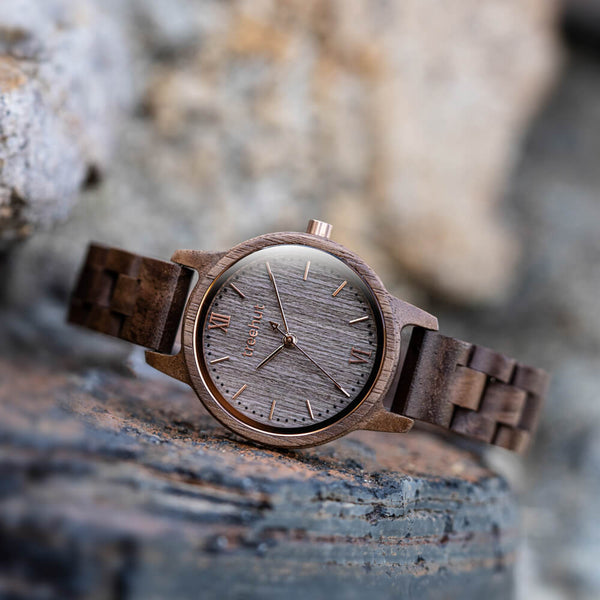 Odyssey Women's Walnut Rose Gold Women's Wooden Watch