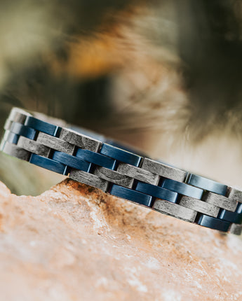 Cascade Grey Blue Men's Wooden Bracelet